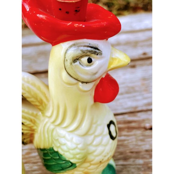 Vintage Oil and Vinegar Bottles Chicken Rooster Farmhouse Primitive - Picture 6 of 8